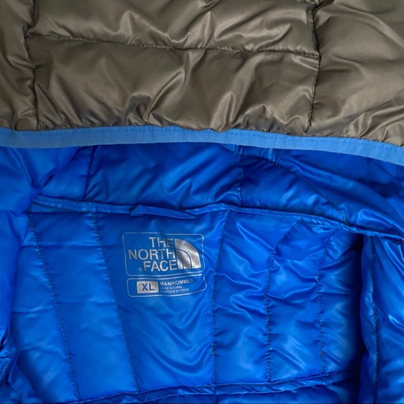North Face Puffer Hooded Jacket Grey Blue - Picture 4 of 7